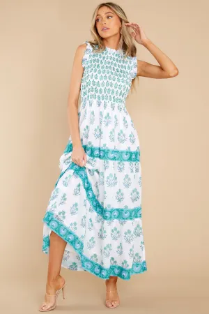 Indica Blue Sleeveless Smocked Maxi Dress