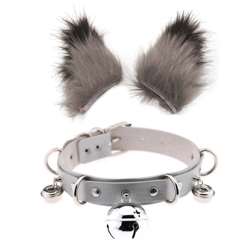 0100 65cm Halloween Party Costume Faux Fur Cat Role Play Kitten Fox Tail Ear Collar