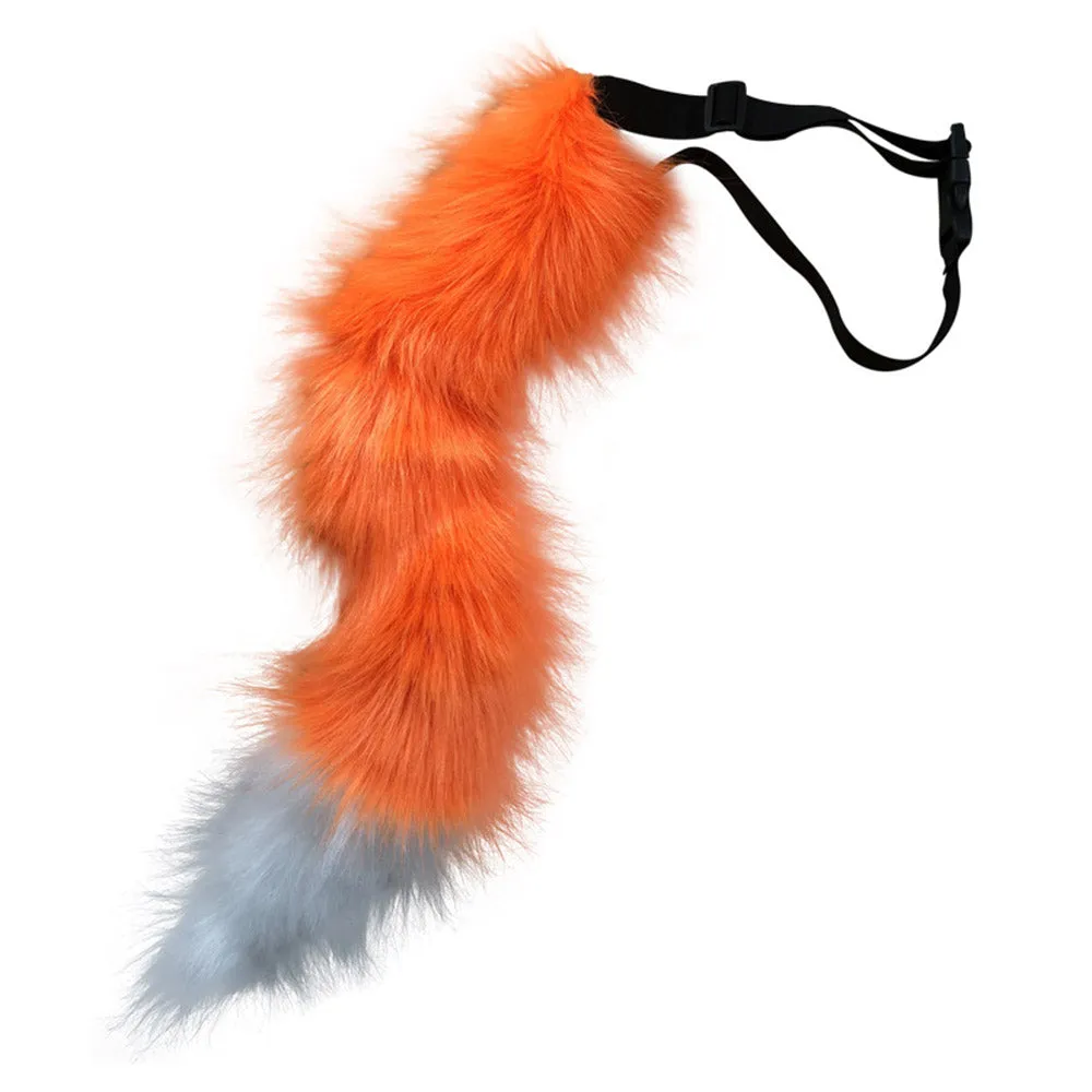 0100 65cm Halloween Party Costume Faux Fur Cat Role Play Kitten Fox Tail Ear Collar