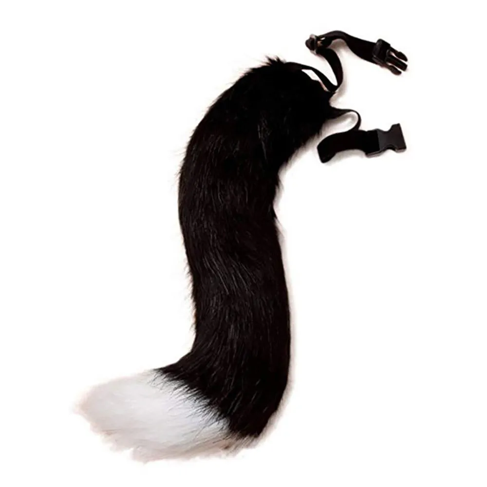 0100 65cm Halloween Party Costume Faux Fur Cat Role Play Kitten Fox Tail Ear Collar