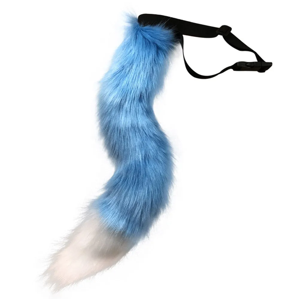 0100 65cm Halloween Party Costume Faux Fur Cat Role Play Kitten Fox Tail Ear Collar