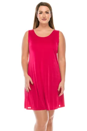 019- Jostar Slinky Sleeveless Short Dress- Hot Pink