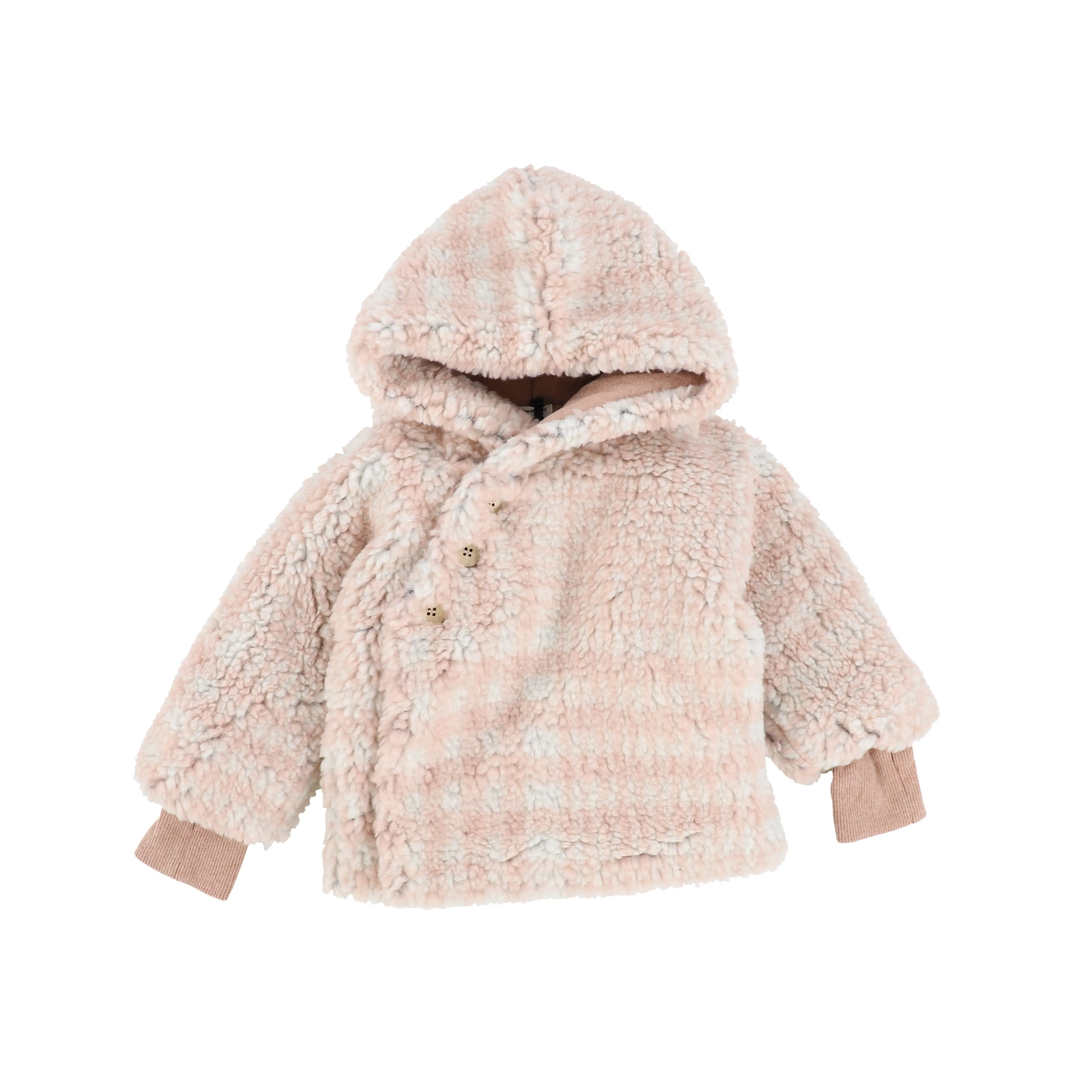 1   IN THE FAMILY DUSTY ROSE PLAID SHEARLING WRAP JACKET