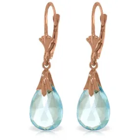 14K Solid Rose Gold Leverback Earrings Blue Topaz Jewelry Class