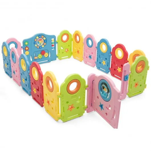 16 Panel Activity Center Baby Playpen with Gate