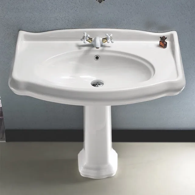 1837 Classic-Style White Ceramic Pedestal Sink