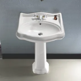 1837 Classic-Style White Ceramic Pedestal Sink