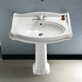 1837 Classic-Style White Ceramic Pedestal Sink