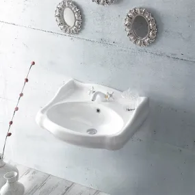 1837 Classic-Style White Ceramic Wall Mounted Sink