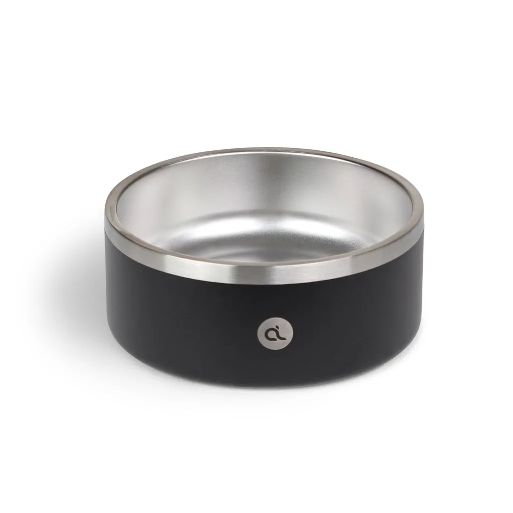 1L Double-Wall Stainless Steel Food & Water Dog Bowl (Black)