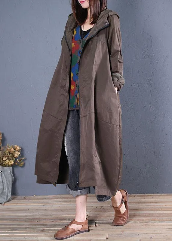 2019 army green overcoat trendy plus size zippered long coat fall