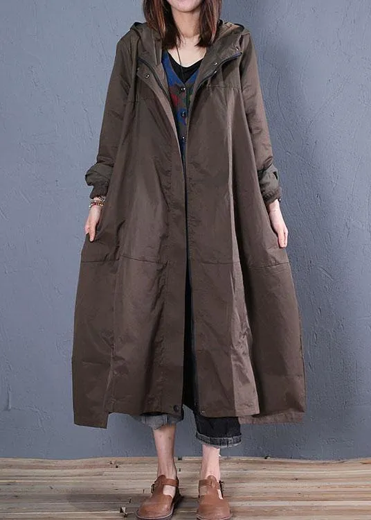 2019 army green overcoat trendy plus size zippered long coat fall