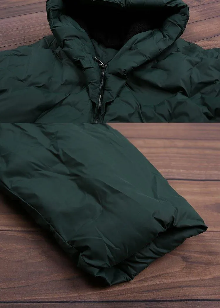 2021 Blackish Green Warm Down Coat Oversize Overcoat