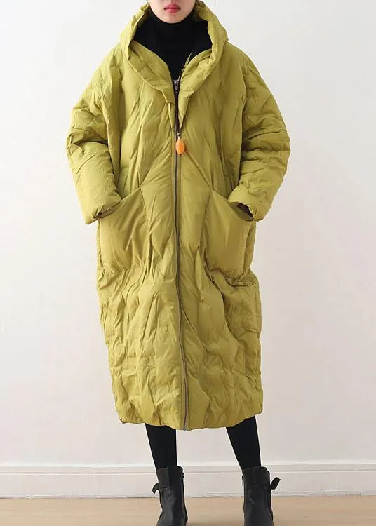 2021 Blackish Green Warm Down Coat Oversize Overcoat