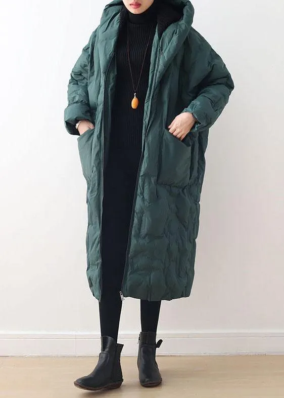 2021 Blackish Green Warm Down Coat Oversize Overcoat