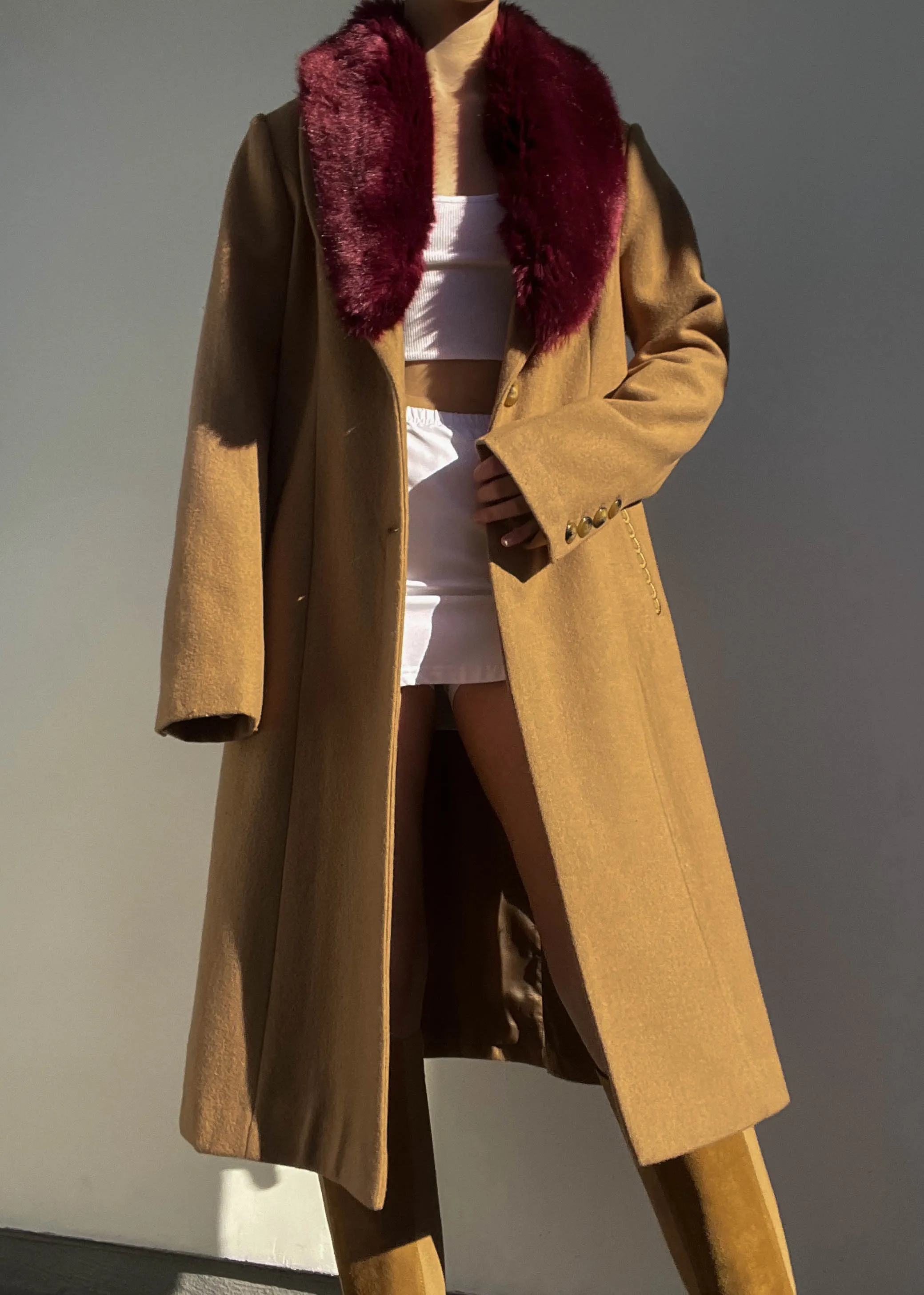 90's Fur Collar Trench (M)