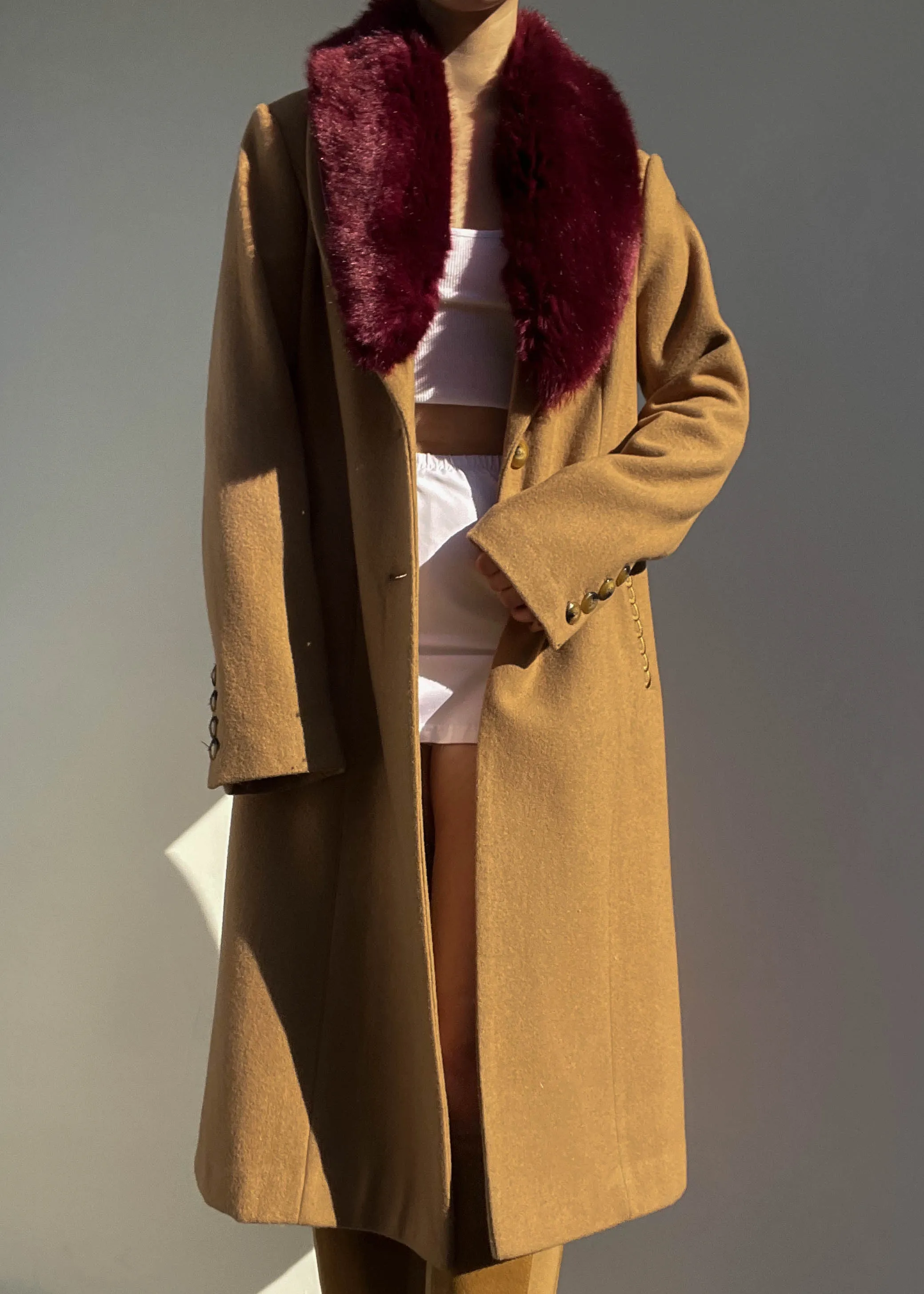 90's Fur Collar Trench (M)