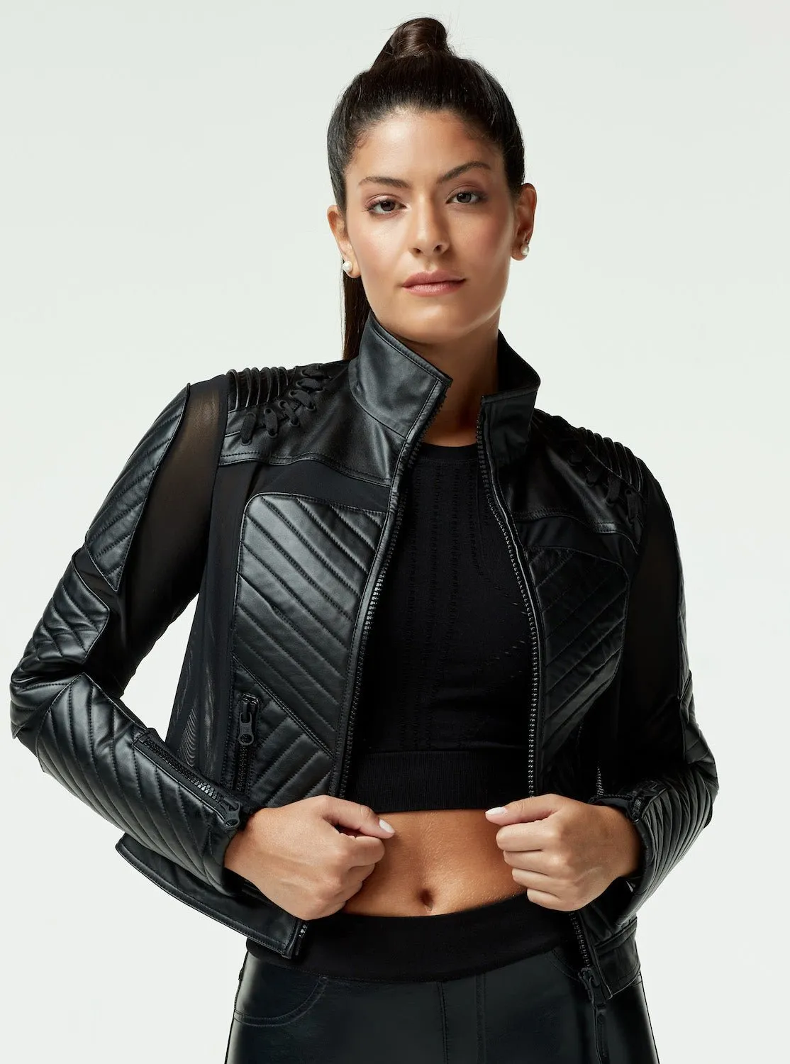 Acceleration Moto Mesh Leather Jacket