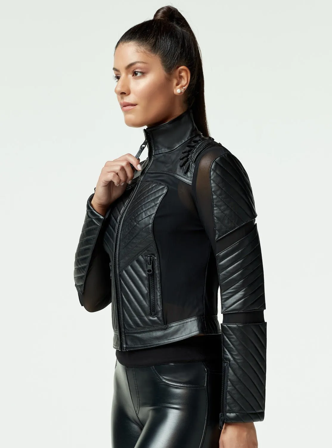 Acceleration Moto Mesh Leather Jacket