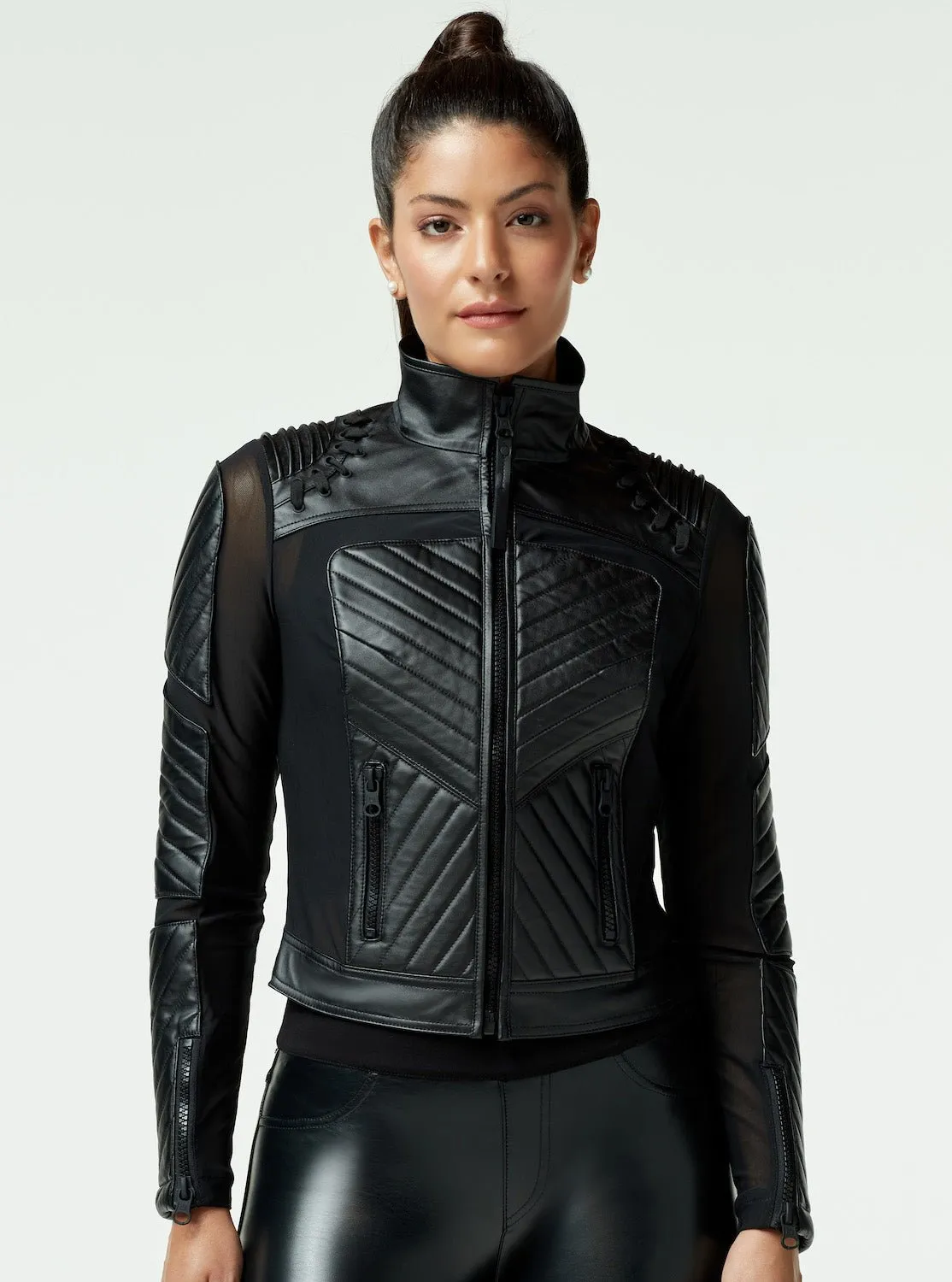 Acceleration Moto Mesh Leather Jacket