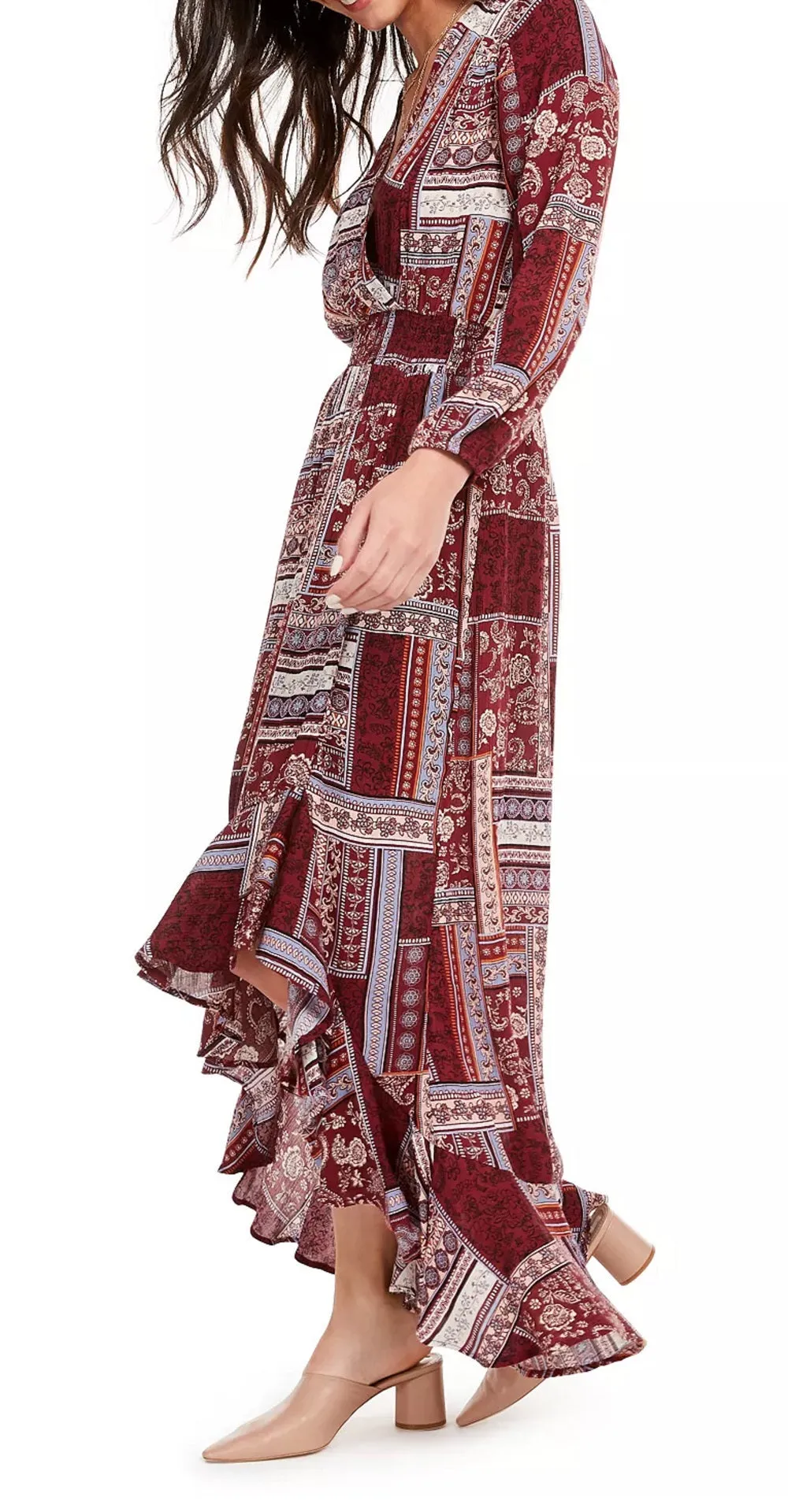 American Rag Junior's Printed Surplice Maxi Dress Red