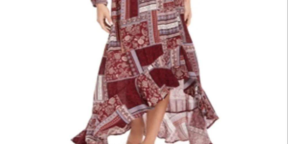 American Rag Junior's Printed Surplice Maxi Dress Red