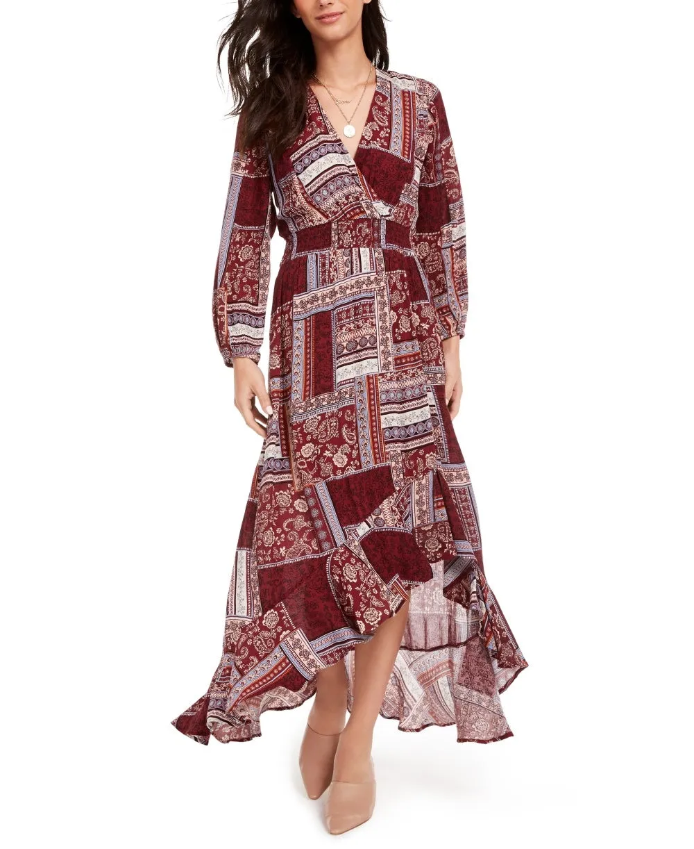 American Rag Junior's Printed Surplice Maxi Dress Red