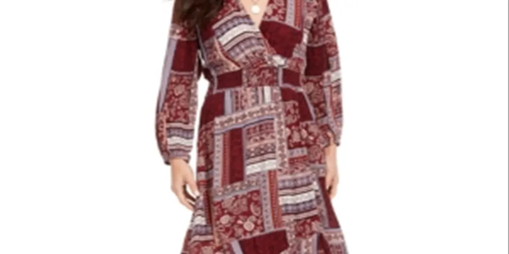 American Rag Junior's Printed Surplice Maxi Dress Red