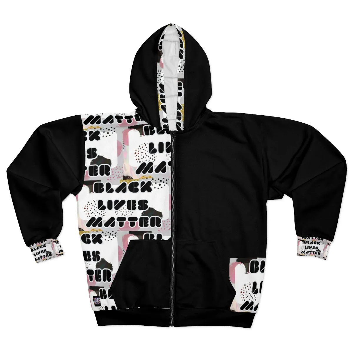 AOP Unisex Zip Hoodie Black lives Matter