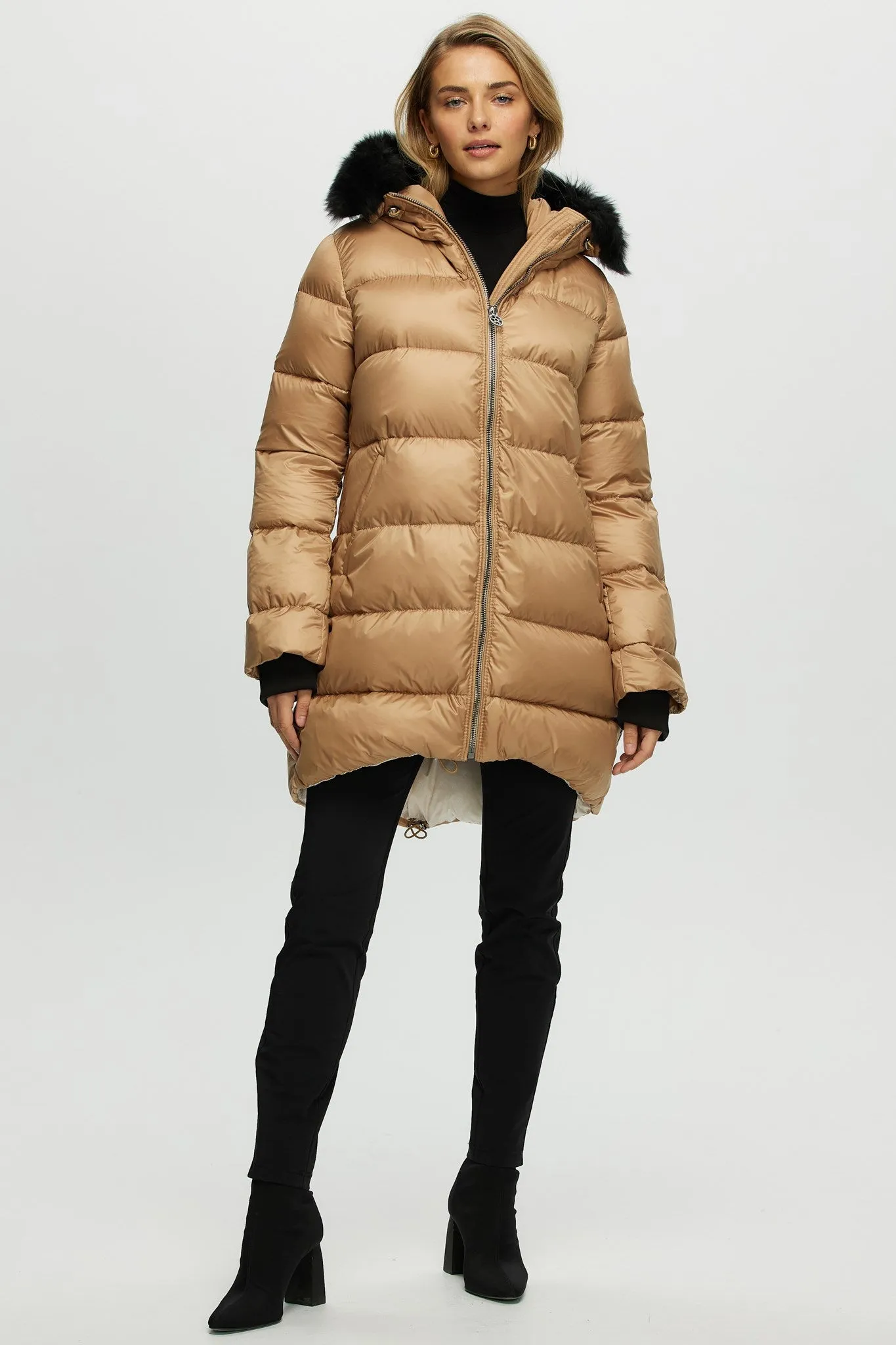 APRES-SKI JACKET WITH DETACHABLE TOSCANA SHEARLING LAMB HOOD TRIM