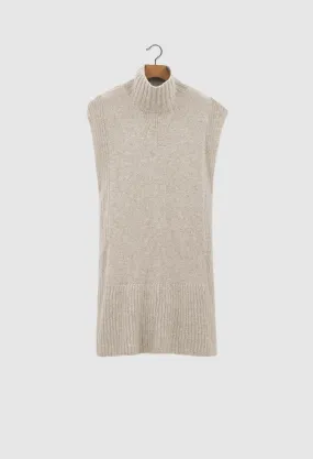 ARAMIS - Hand-Knit Cashmere Long Vest in Oat