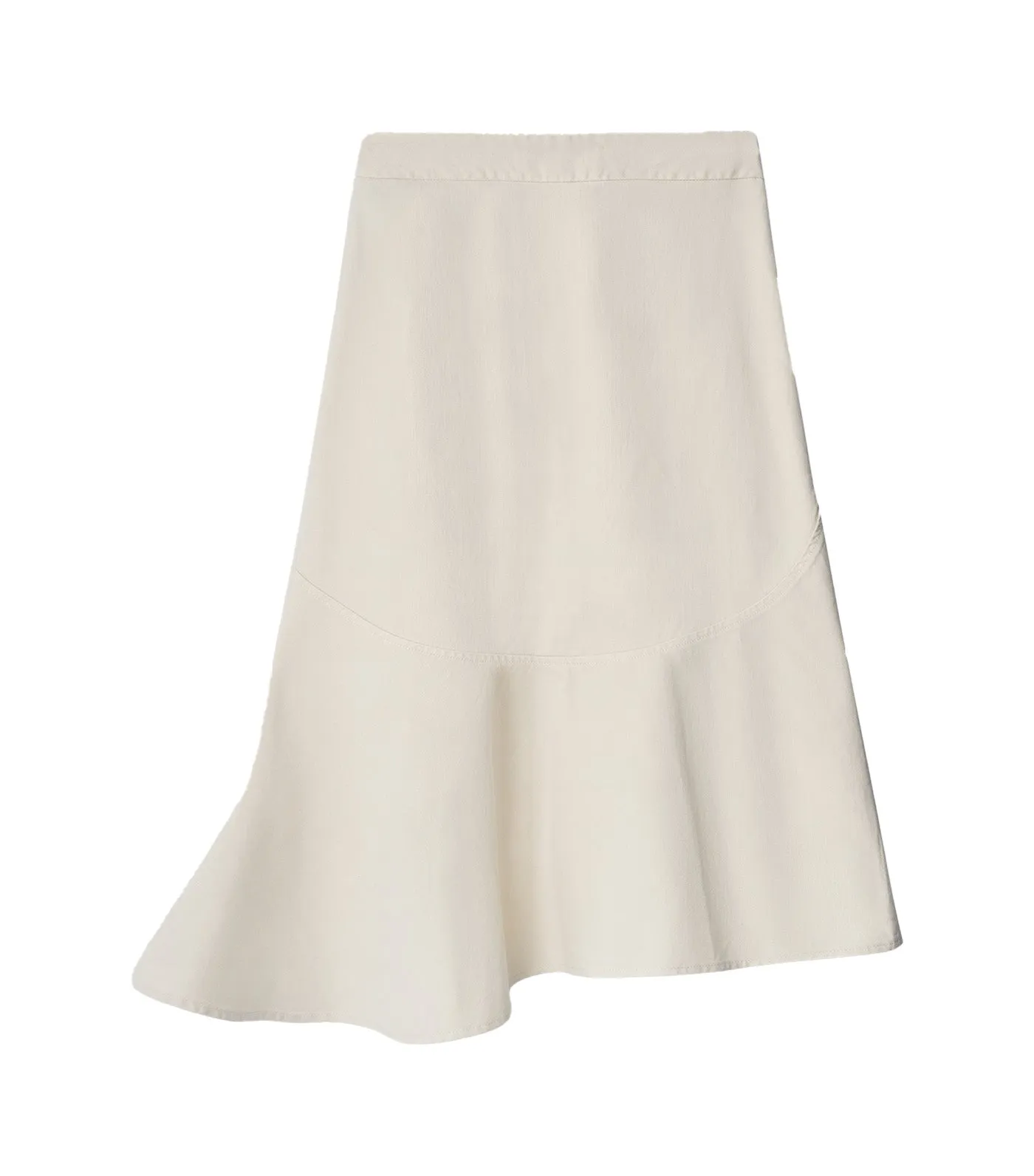 Asymmetric Denim Cotton Skirt Cream