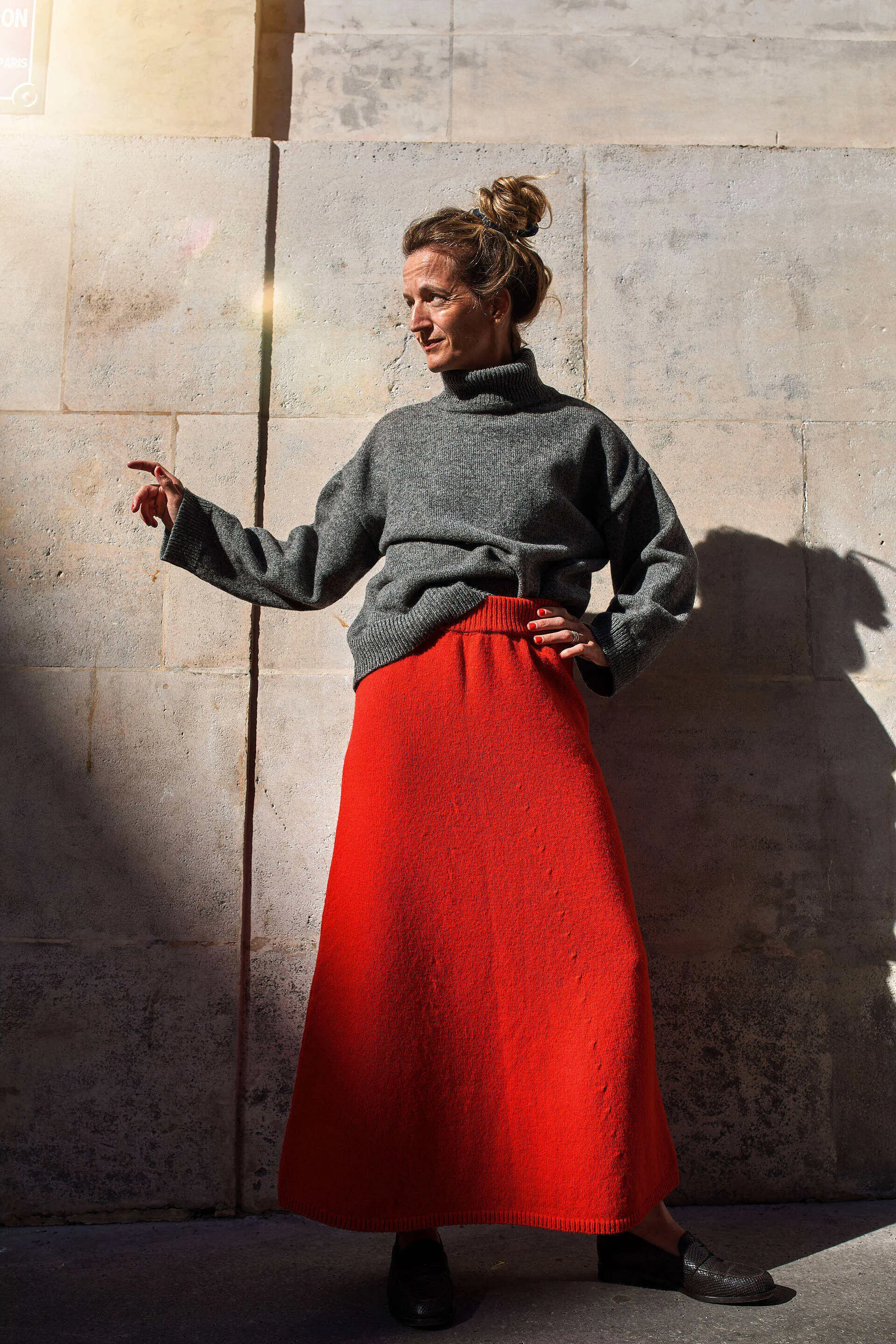 AUGUSTINE Flare Skirt in Merino Wool - Red