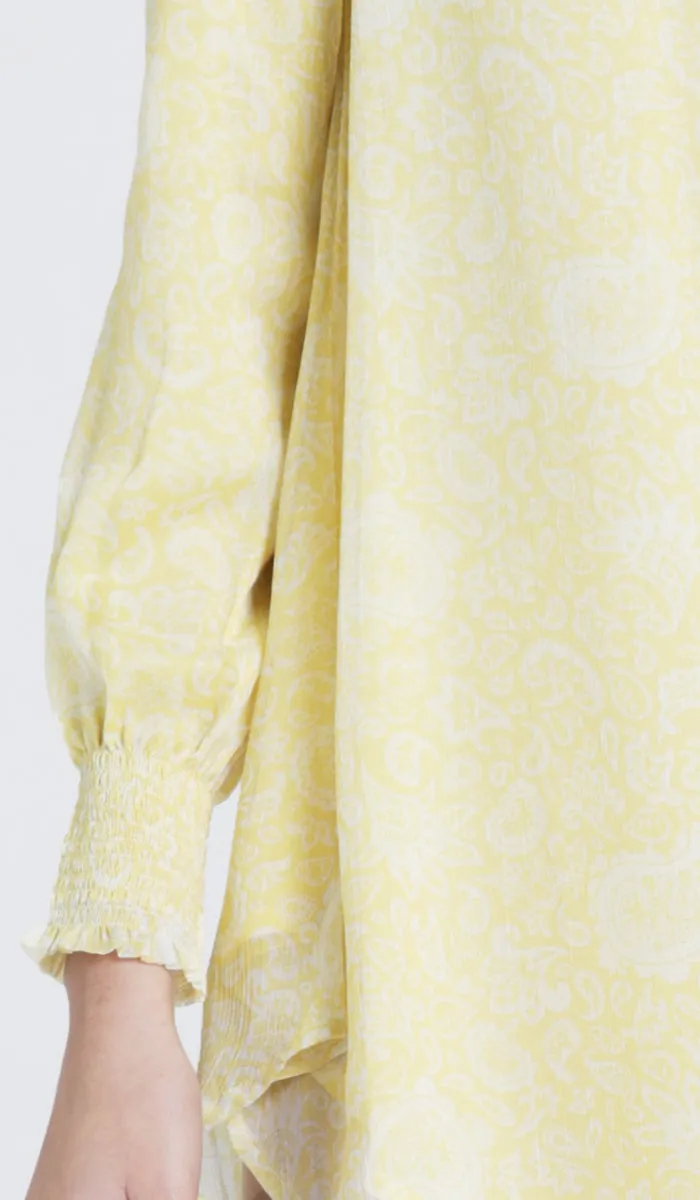 Azadi Essential Long Chiffon Print Modest Tunic - Yellow