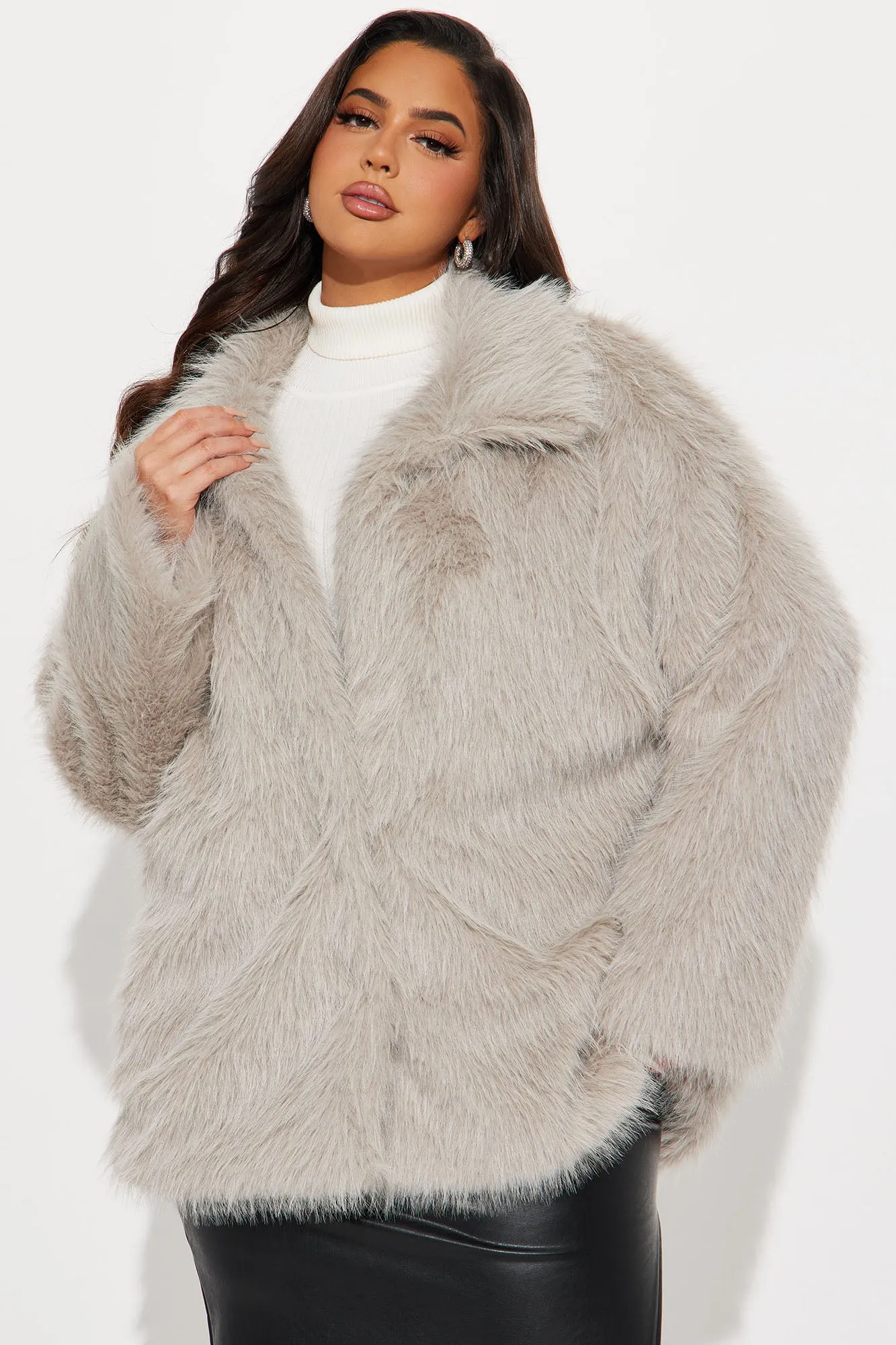 Bailey Faux Fur Coat - Grey