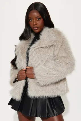 Bailey Faux Fur Coat - Grey