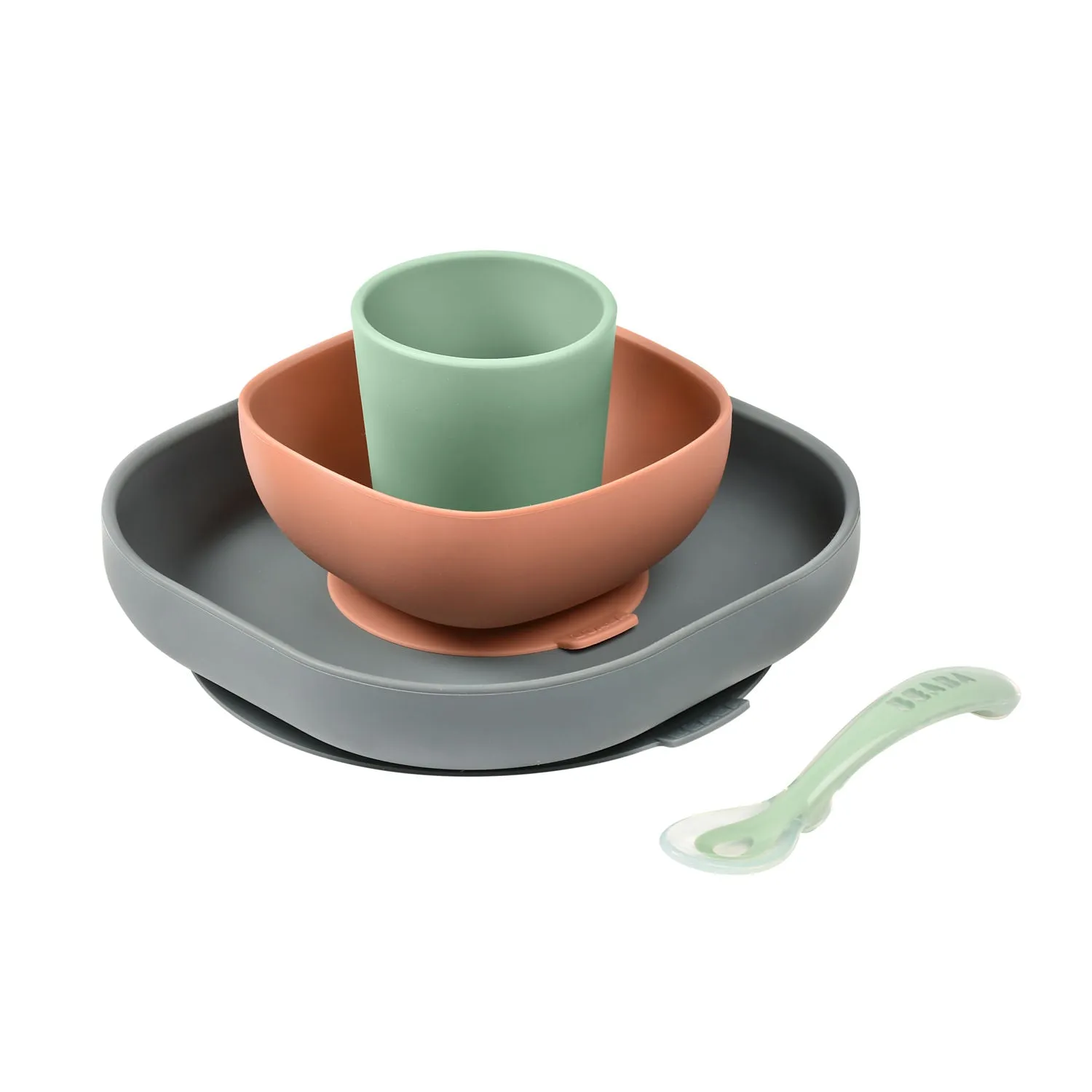 Beaba Silicone Suction Meal Set - Grey