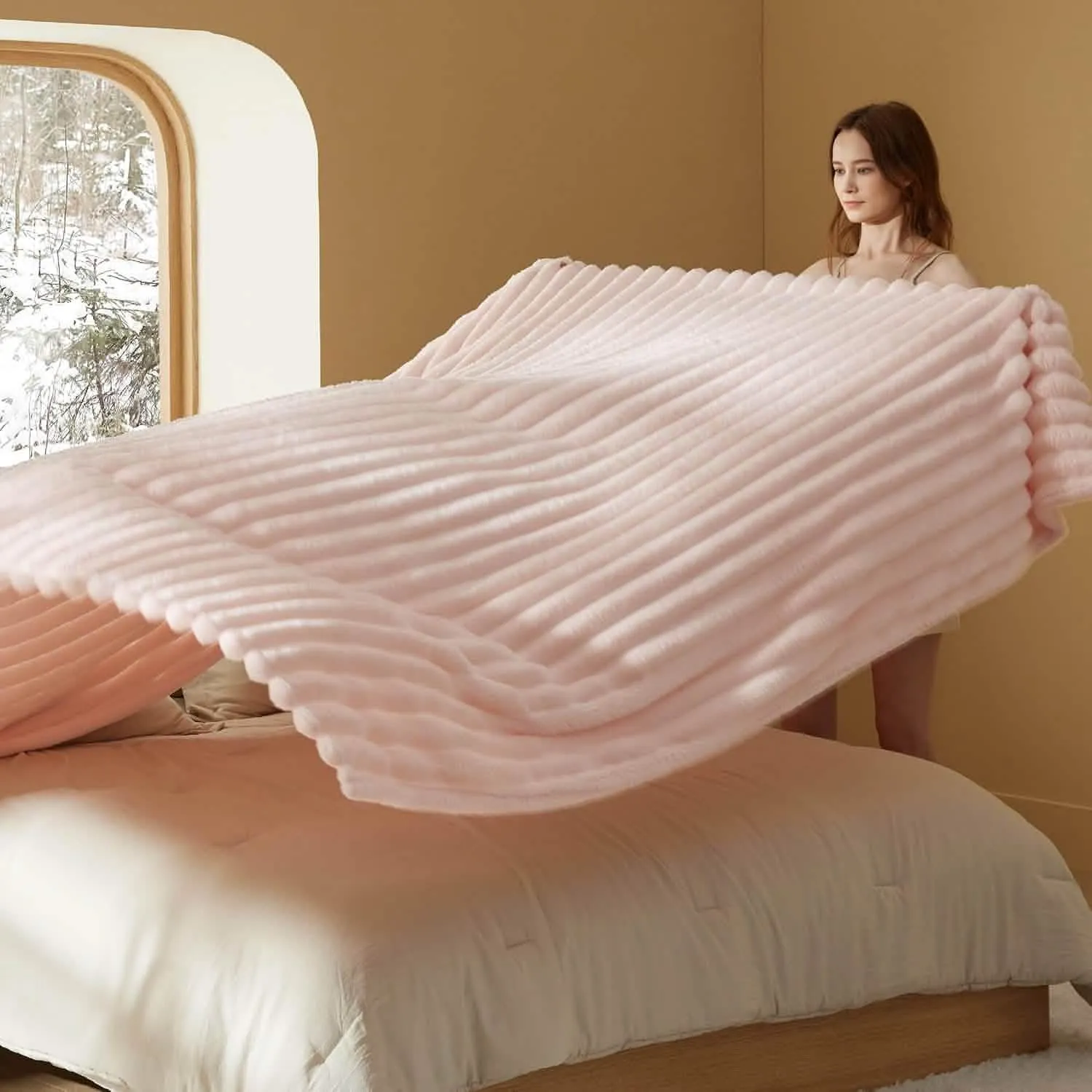 Bedsure Luxplush Striped Blanket