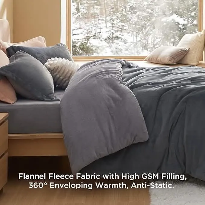 Bedsure Puffy Flannel Fleece Comforter Set