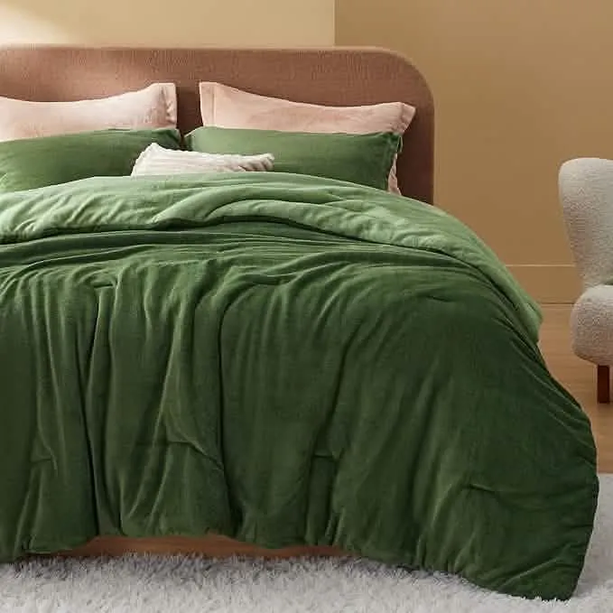 Bedsure Puffy Flannel Fleece Comforter Set