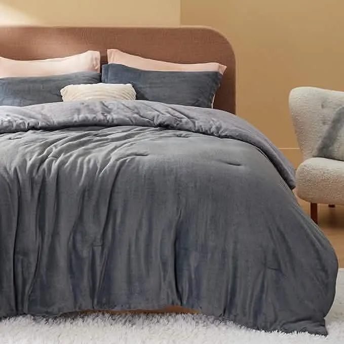 Bedsure Puffy Flannel Fleece Comforter Set