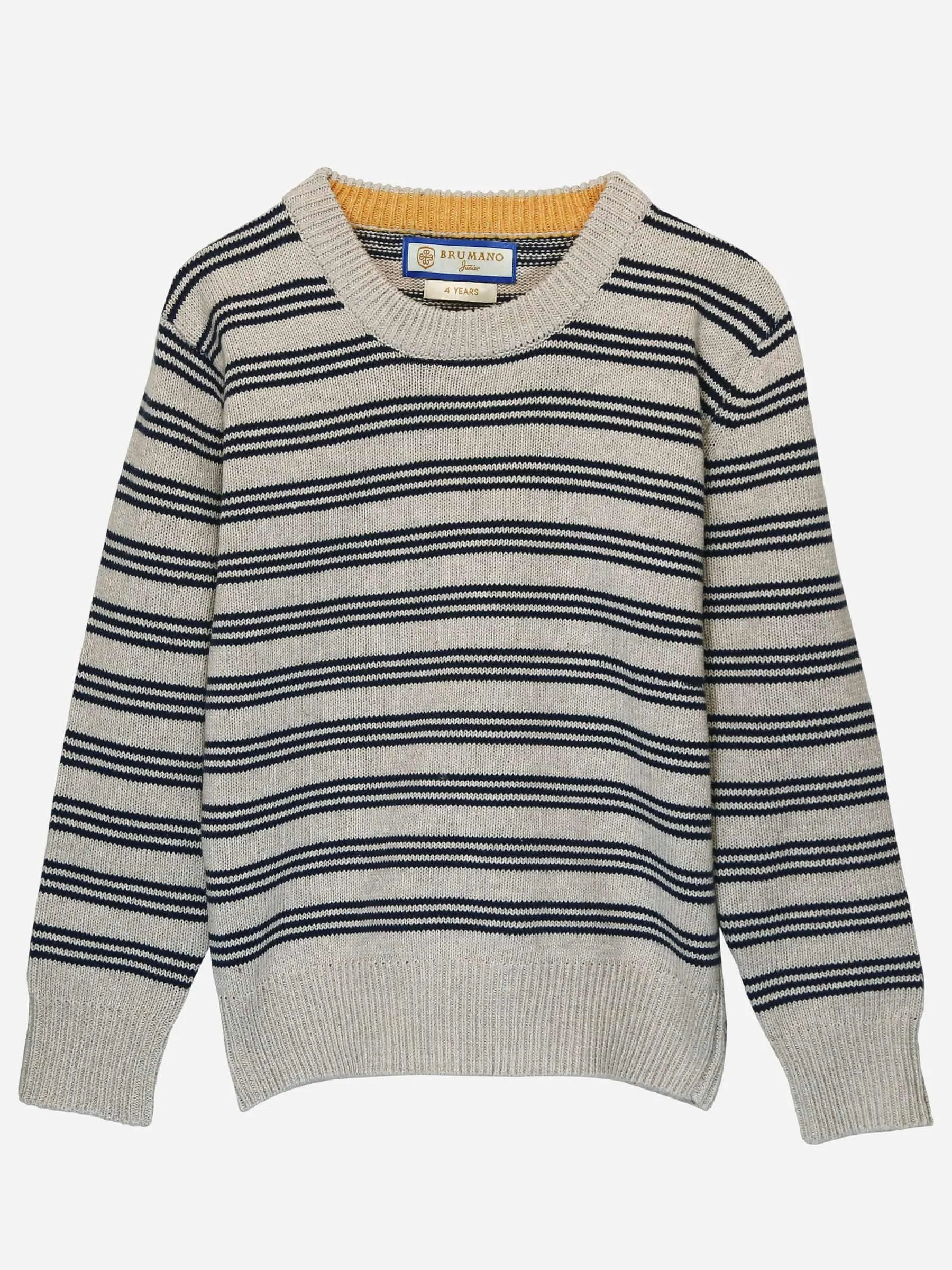 Beige & Navy Striped Casual Sweater