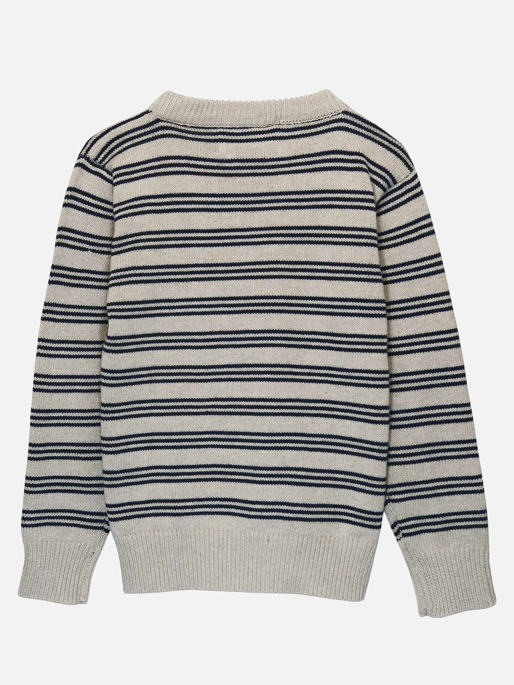 Beige & Navy Striped Casual Sweater