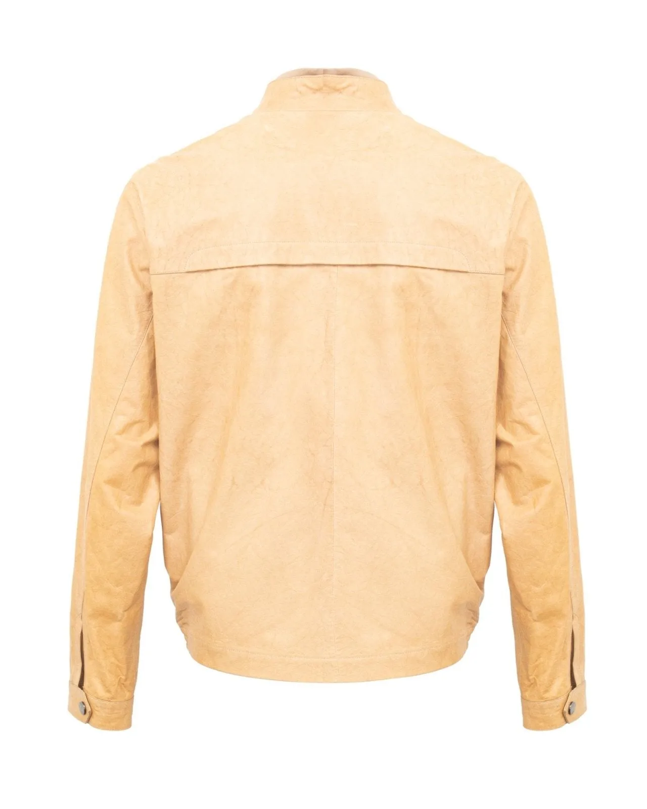 Beige Wide Leather Jacket