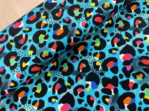 Blue Carnival Leopard Cotton Jersey