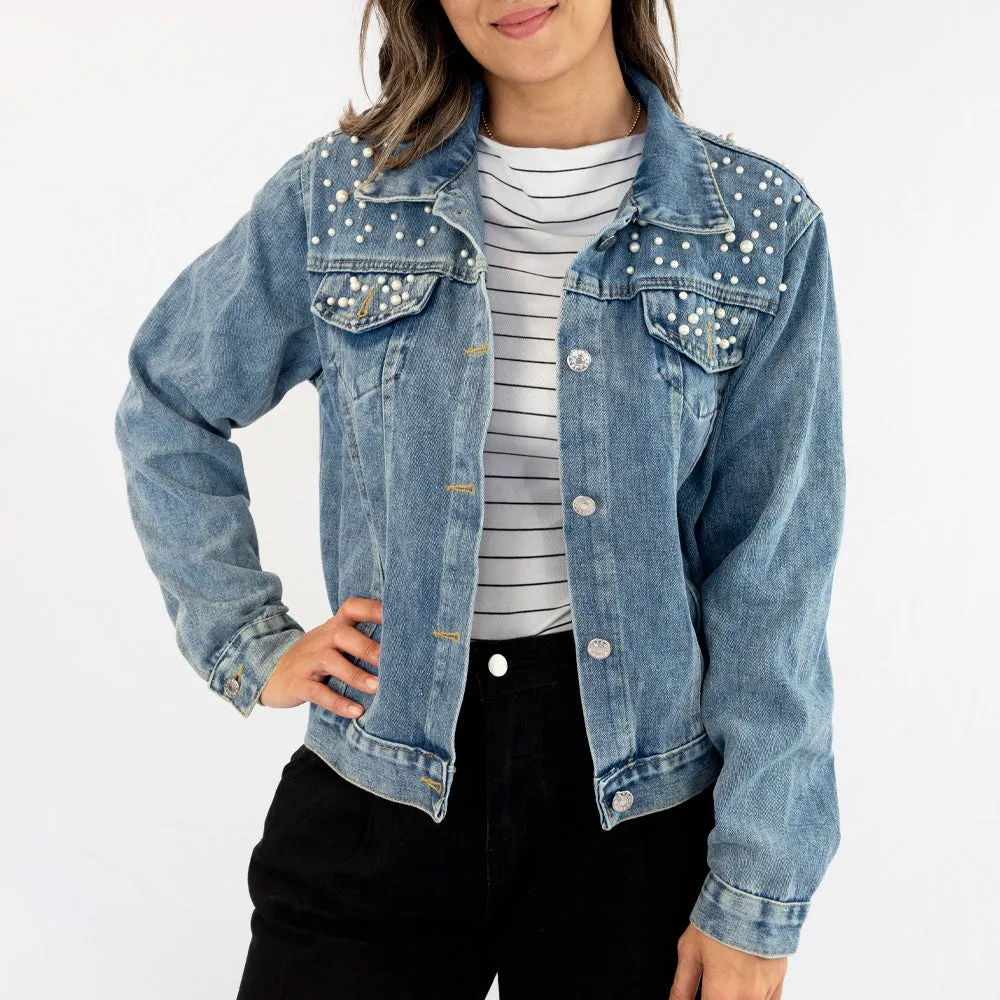 (Blue Pearl) Personalized Mrs Denim Jacket Gifts