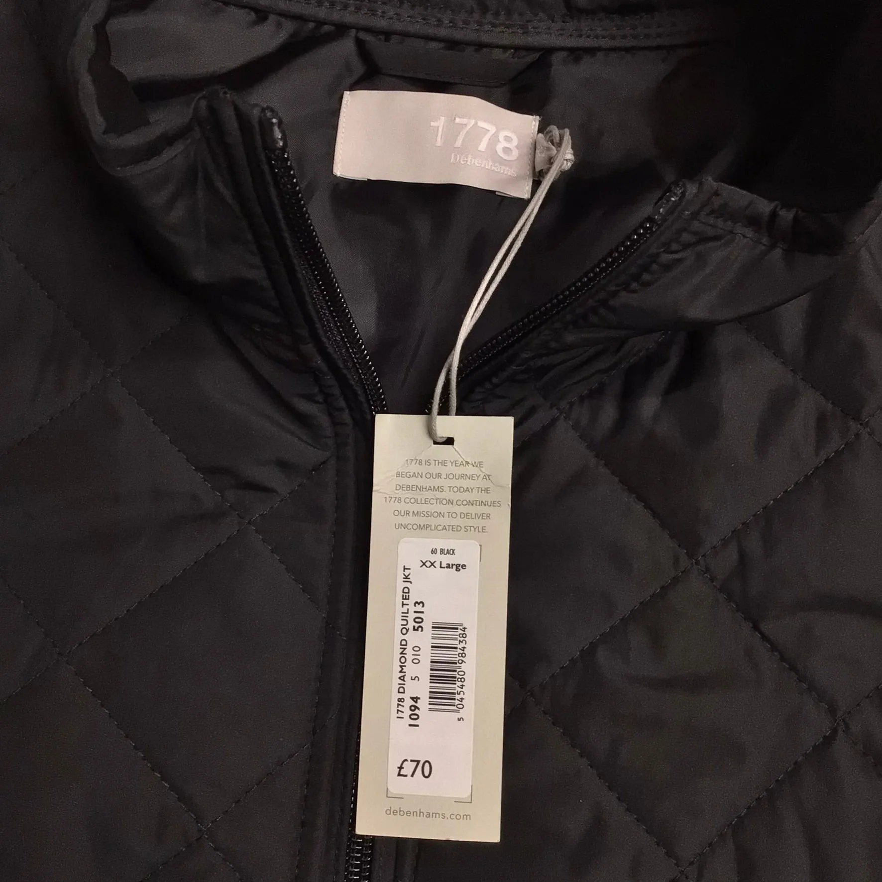 BNWT 1778 Debenhams Black Diamond Quilted Jacket Size XXL