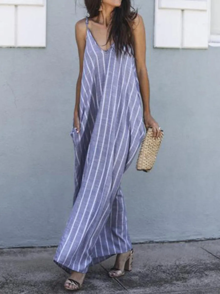 Bohemia Spaghetti-Neck Deep V-Neck Maxi Dress