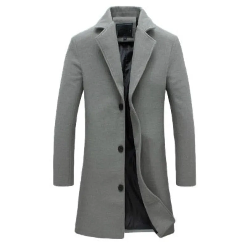 BRADFORD Design Collection Men's Fashion Royal Blue Premium Quality Long Wool Blend Solid Coat