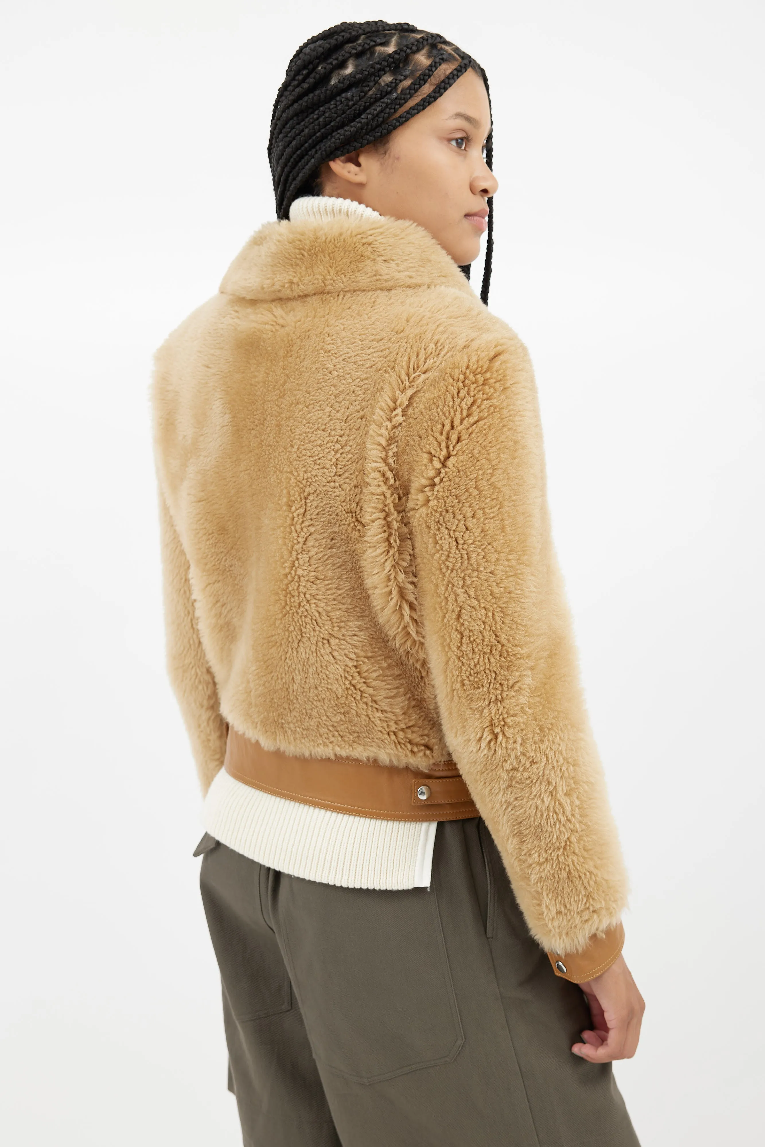 Brown Shearling Zip Jacket